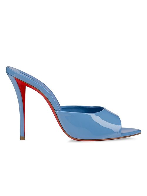 Women's Miss Z 100MM Patent Leather Mule Sandals - Ceruleo