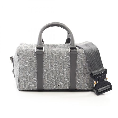 Christian Dior Gray Silver Canvas Leather Handbag Pre-Owned