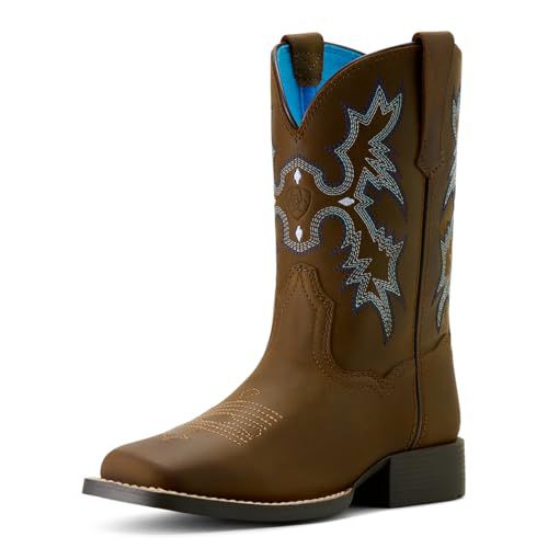 ARIAT Unisex-Child Tombstone Western Boot Bay Brown/Bell Blue