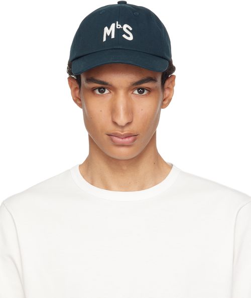 Navy 'MbS' Logo Cotton Twill Cap