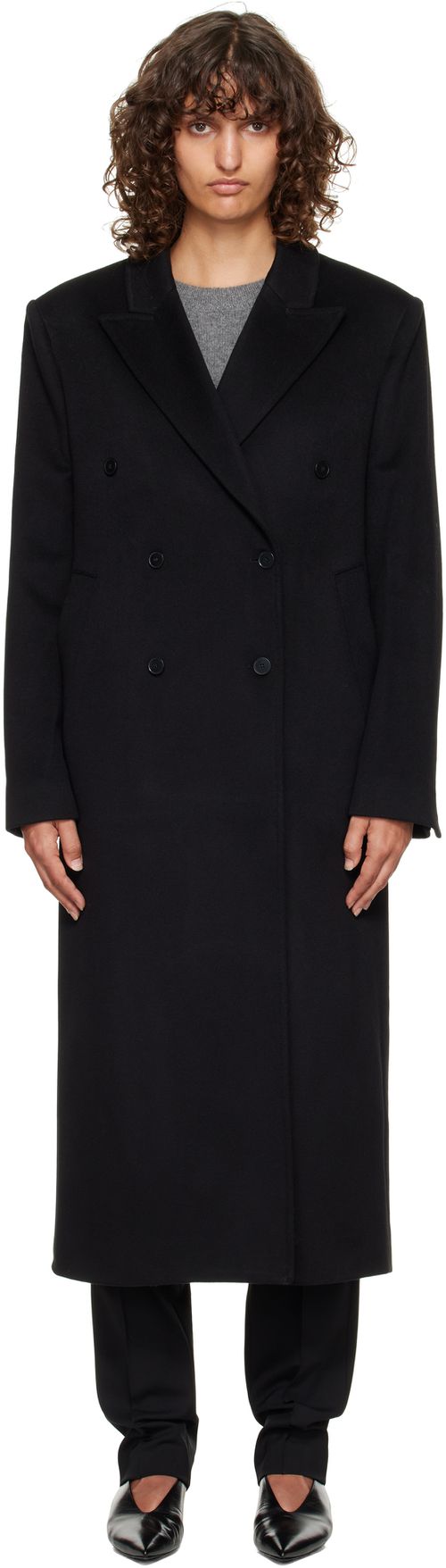 Black Rosco Double Breasted Long Coat