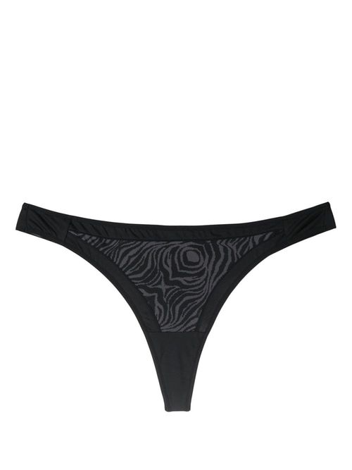 Wing Power zebra-print thong - Black