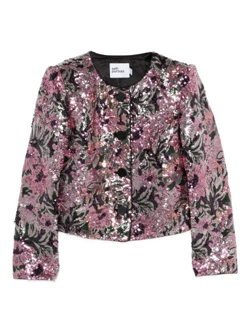 Sequined Floral Jacket — Pink