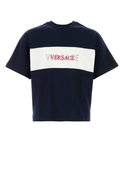 Logo-Striped Cotton T-Shirt — Navy