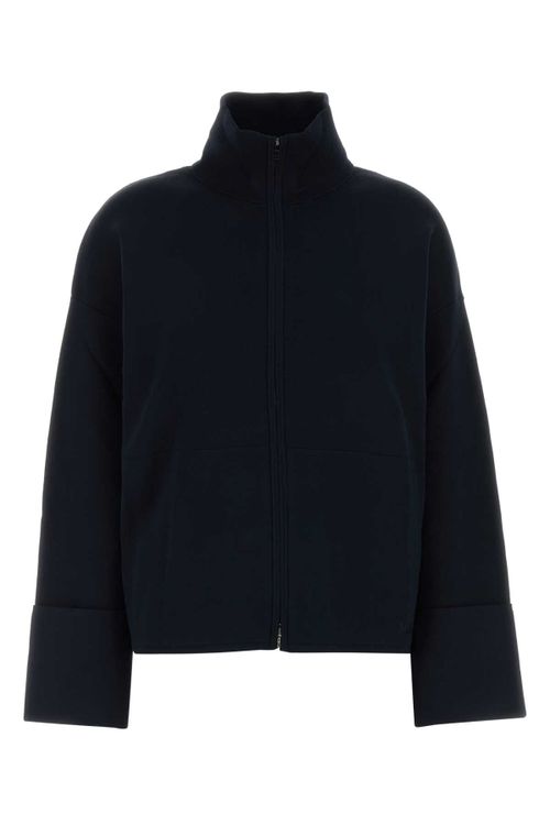 Viscose-Nylon Zip-Through Sweater — Navy