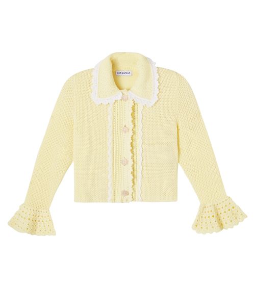 Crystal-embellished pointelle cardigan