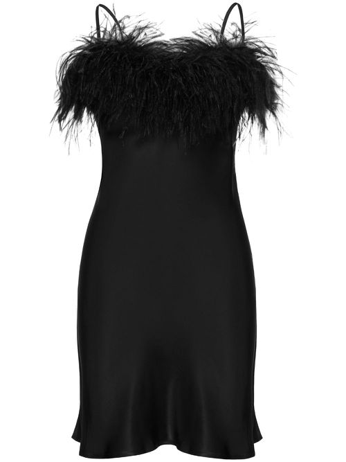 Boheme feather-trim minidress - Black