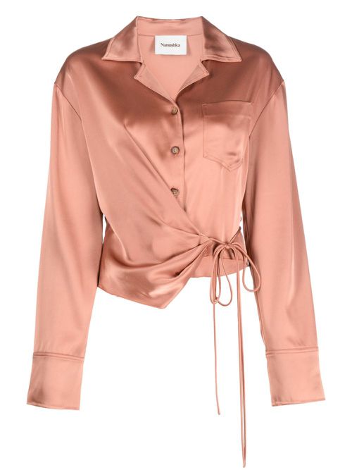 Satin wrap shirt - Orange