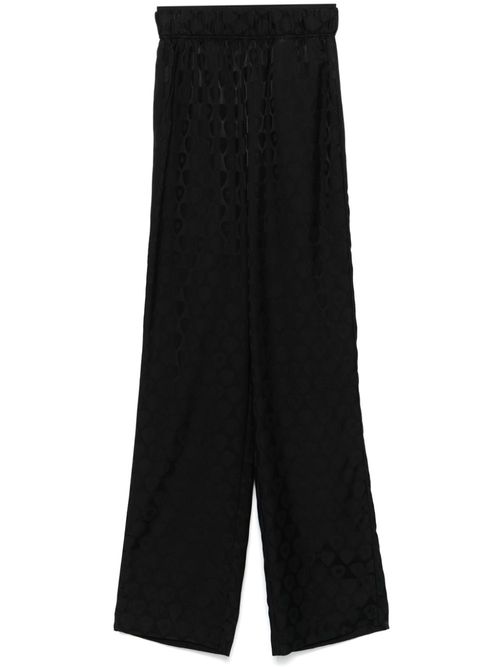 Logo-jacquard wide-leg trousers - Black