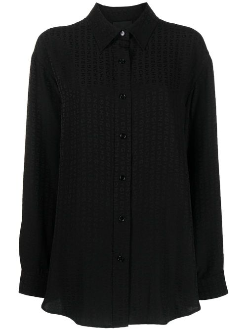 Logo-print silk shirt - Black