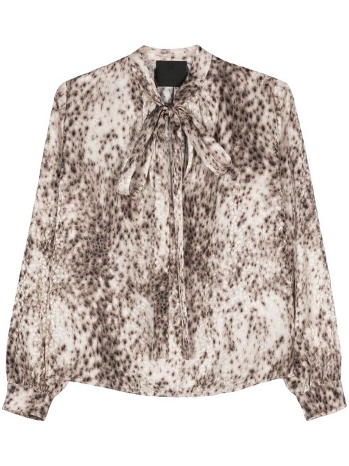 Leopard-print silk blouse - Brown