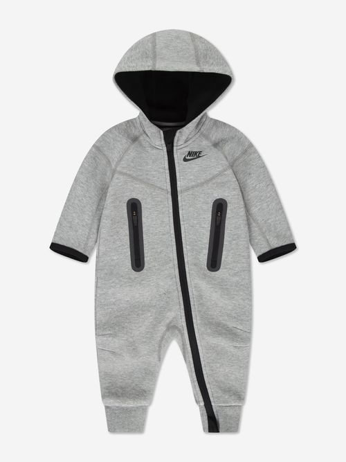 Baby Tech Fleece Hooded Coverall in Grey