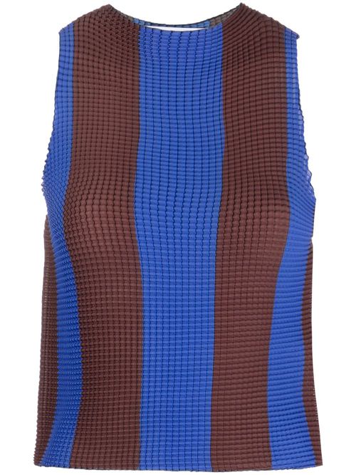 Striped sleeveless cropped top - Blue