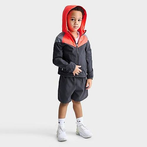 Kids Toddler Windrunner Jacket and Shorts Set in Dark Smoke Grey/Red