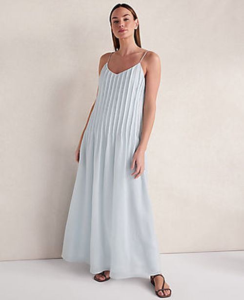 Ann Taylor Haven Well Within Ramie Blend Pintuck Maxi Dress