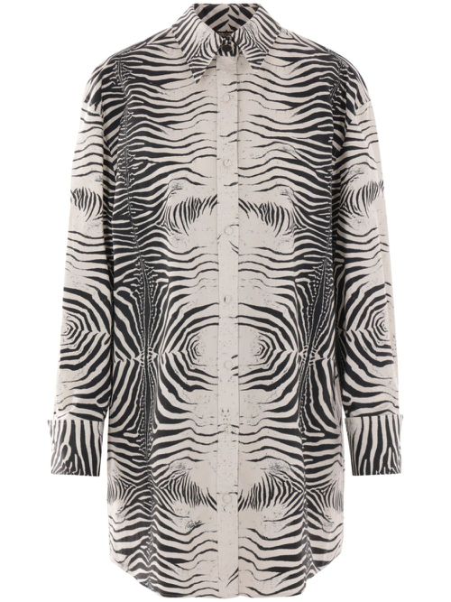 Zebra-print shirtdress - White