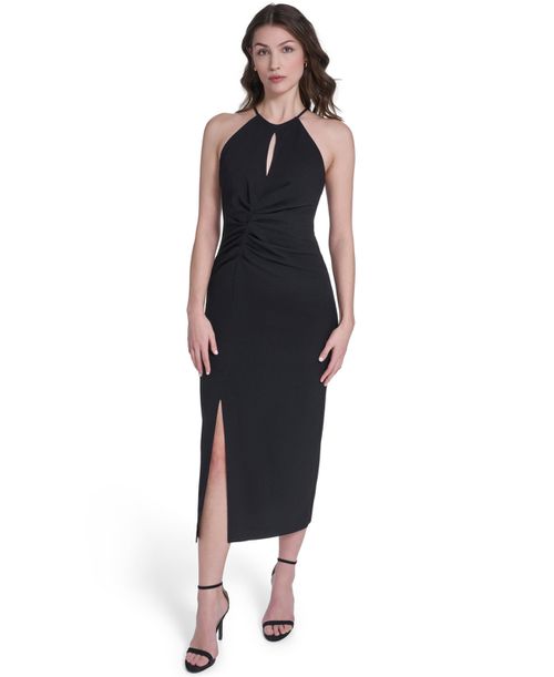 Women's Halter Neck Bodycon Dress - Black
