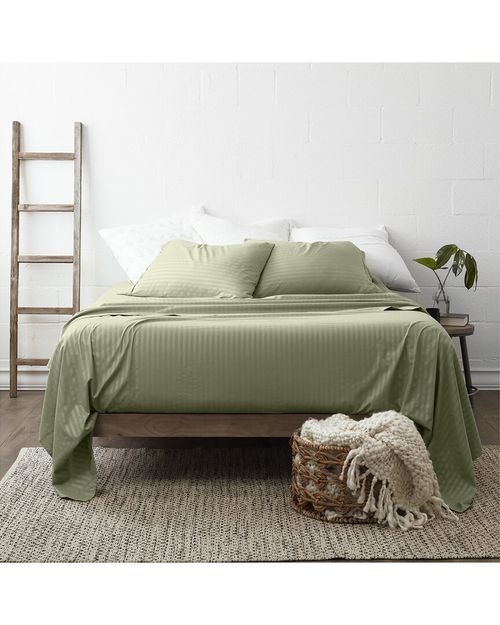 Premium Striped Embossed 4Pc Bed Sheet Set