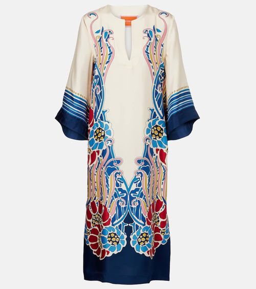 Printed silk satin kaftan