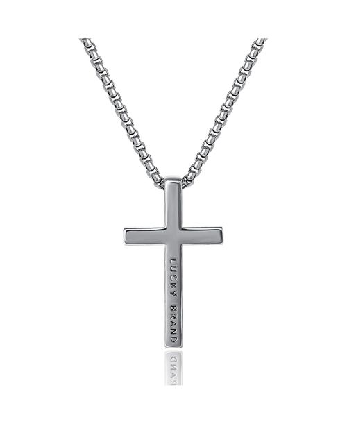 Cross Pendant Necklace - 22'' - Silver tone