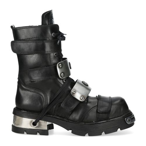 Metallic Black Leather Gothic Punk Rock High Boots - MET048-C9