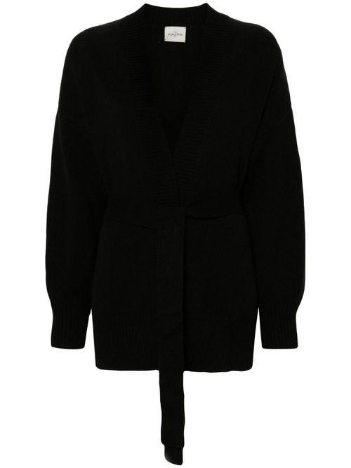 Belted organic-cashmere cardigan - Black