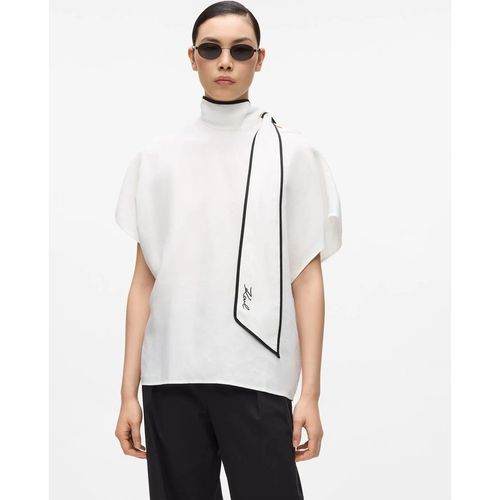 Karl Lagerfeld - Chemisier Passepoilé En Mélange De Lin, Femme, Immaculé