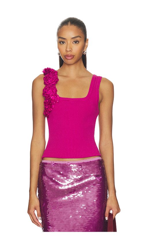 Aje Emmy Flower Knit Tank Top in Fuchsia. XS. Also in