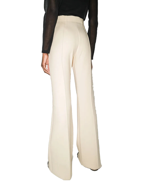 High-Waist Flared Trousers — Beige