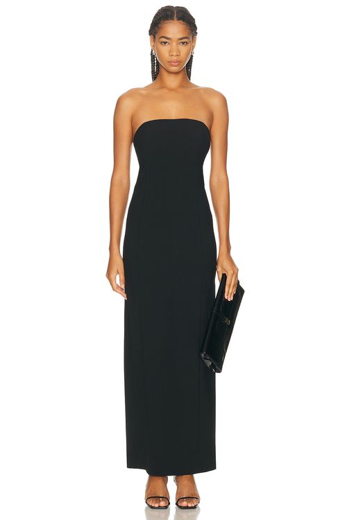 Loulou de Saison Shilo Bustier Maxi Dress in Black - Black. 42 also , 36
