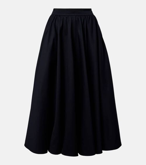 Pleated cotton midi skirt