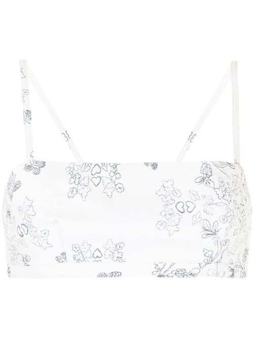 Abbey printed crop top - White