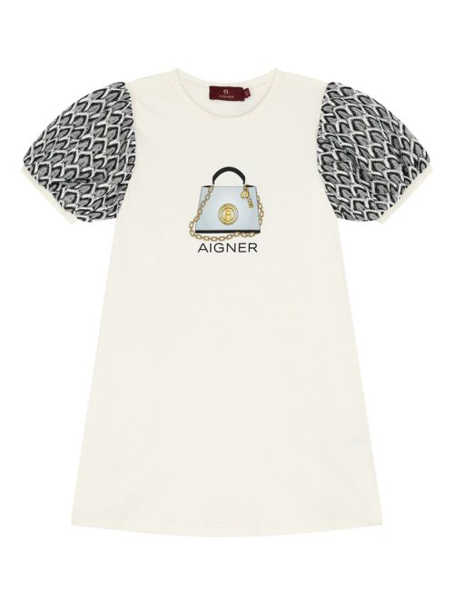 Bag-print dress - White