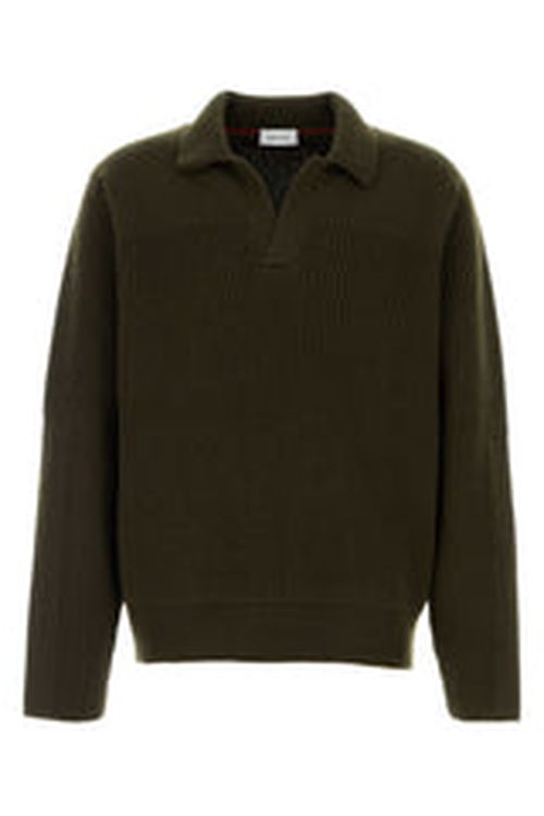 Virgin Wool Textured Sweater — Olive