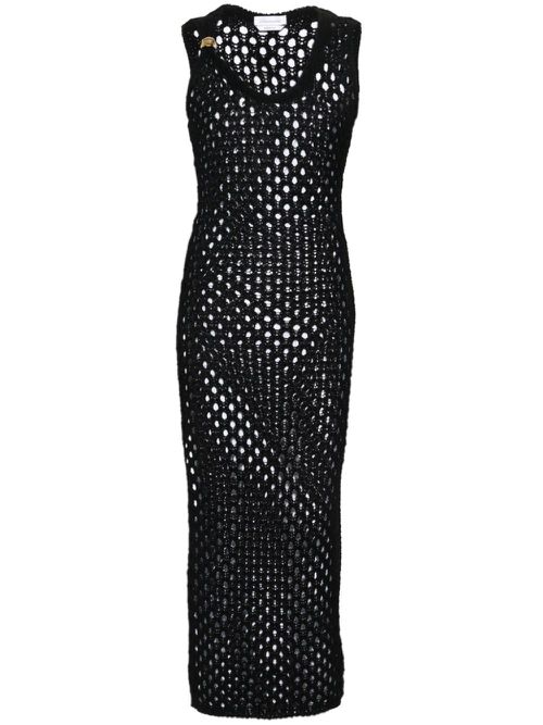 Crochet cotton long dress - Black
