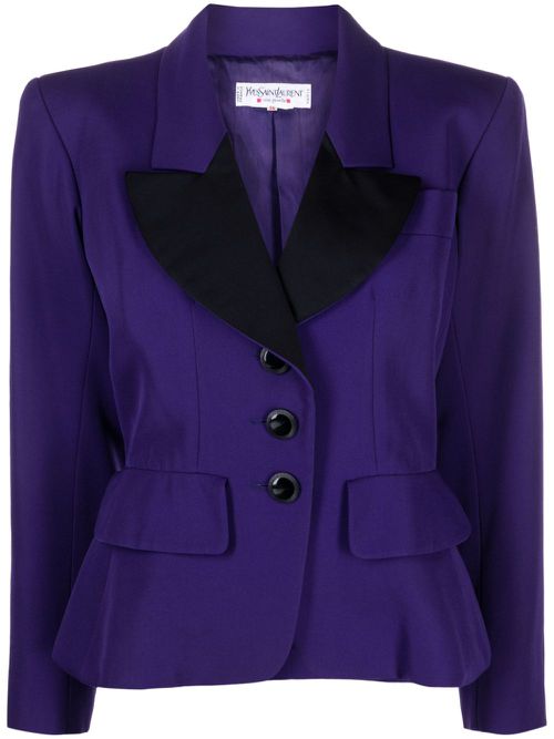 Contrast-lapel single-breasted jacket - Purple
