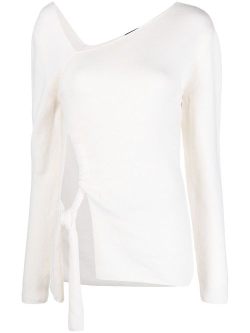 Cut-out detail asymmetric-neck jumper - AW003 CHALK