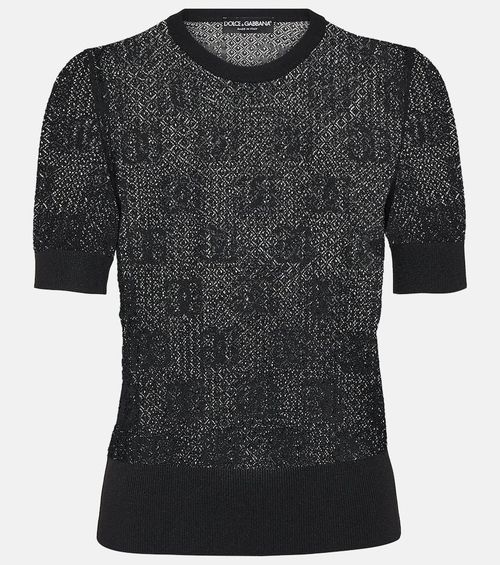 Logo lace-stitched jacquard sweater
