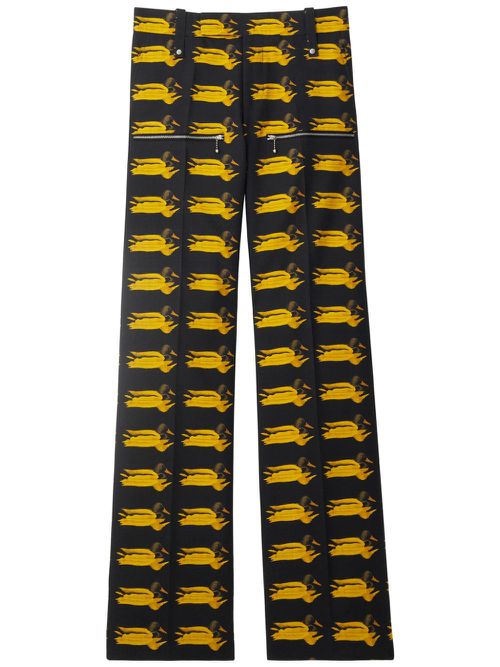 Duck-print wool trousers - Yellow