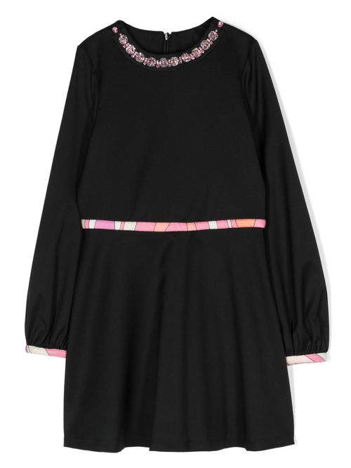 Crystal-embellished wool dress - Black