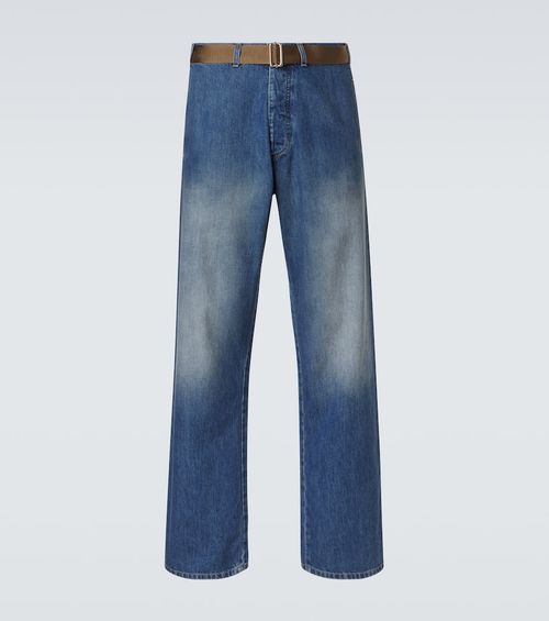Belted straight jeans