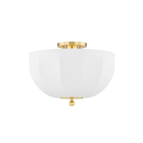 Aged Brass One Light Flush Mount from the Meshelle Collection