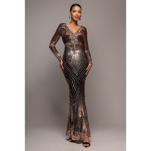 Goddiva Starburst Sequin Maxi Dress - Rosegold