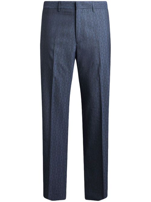 Jacquard wool trousers - Blue