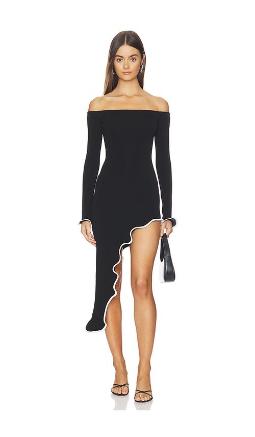 Lovers and Friends Aria Off The Shoulder Midi Dress in Black Multi. M also in L, S