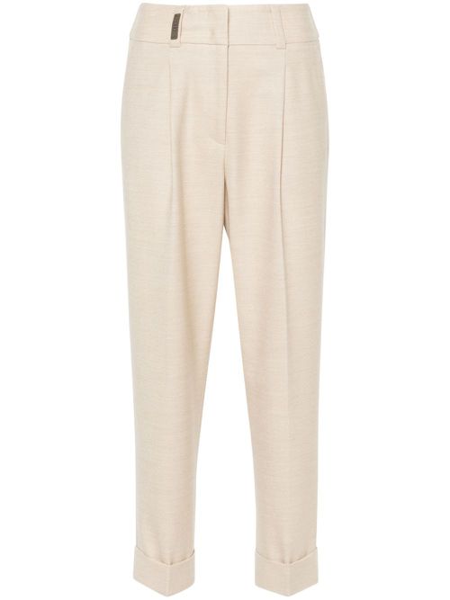 Bead-embellished trousers - Neutrals