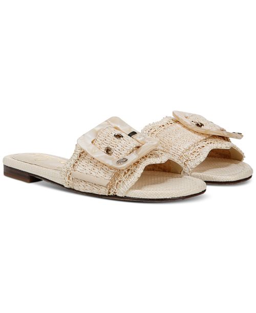 Women's Bambi Raffia Buckle Slide Sandals - Linen