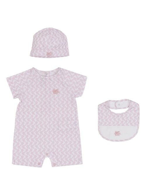 Paisley-print jersey babygrow (set of three) - Pink