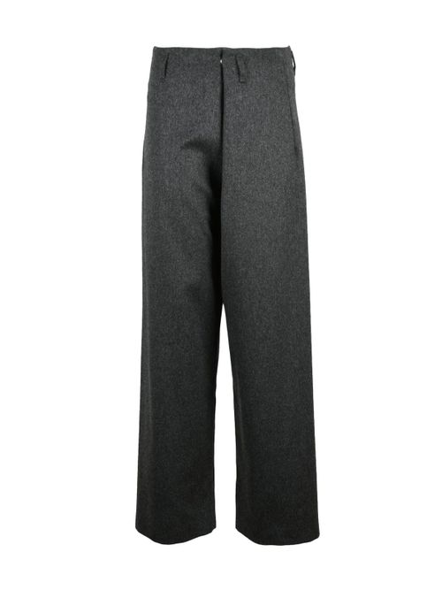 Grey High-Waist Virgin Wool Harem Pants