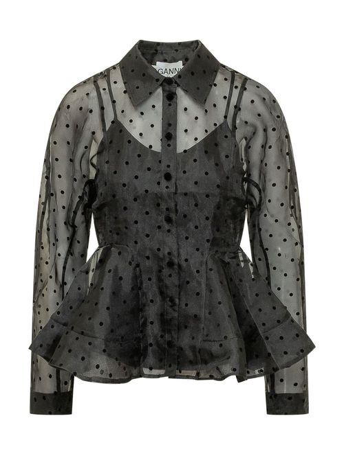 Flocked Peplum Shirt